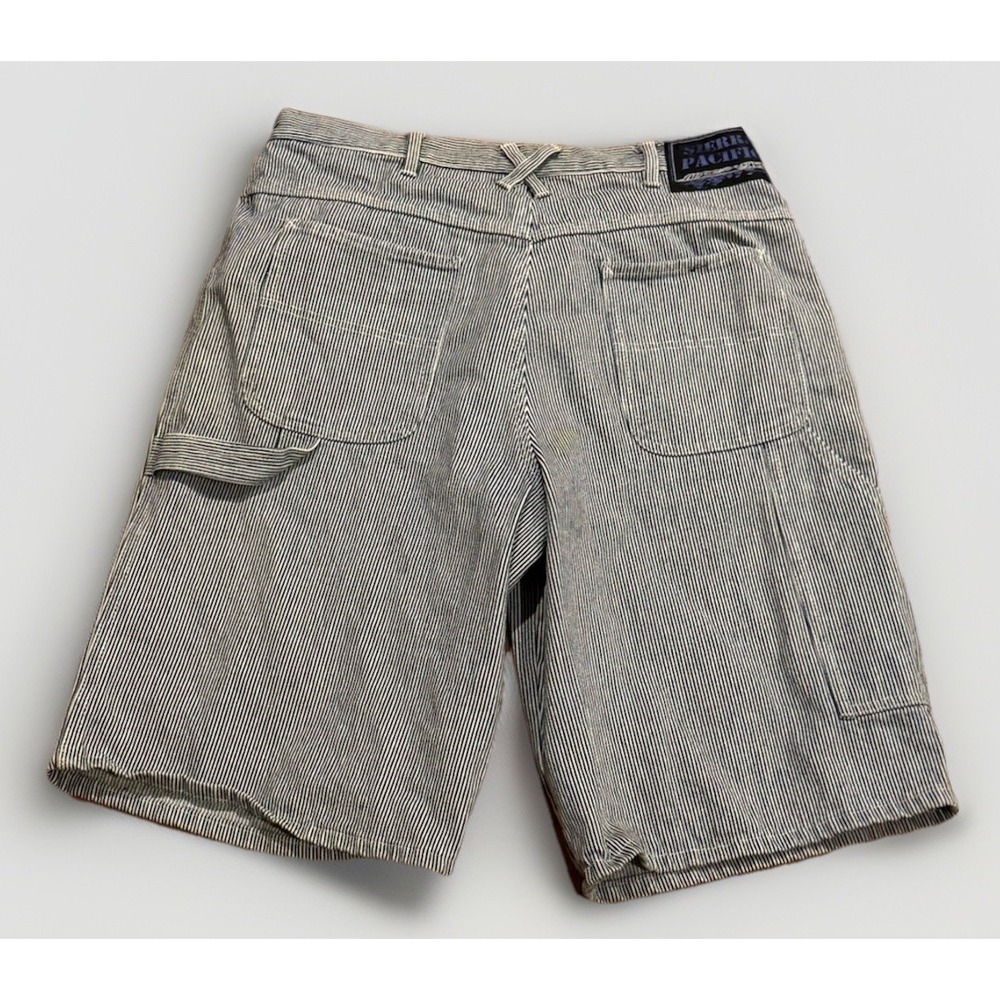 Vintage Sierra Pacific Hickory Striped Cargo Carpenter Shorts 34 JNCO 90s Y2K